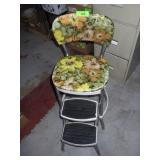 VINTAGE MCM STEP STOOL W/ VINYL SEAT & BACK