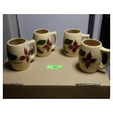 4 VINTAGE WATT POTTERY STARFIRE MUGS (CRAZING &>>