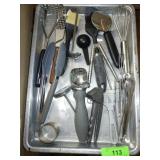 ASST. KITCHEN UTENSILS - MASHER, PIZZA CUTTER, >>>