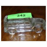 VINTAGE WOODY STATION WAGON GLASS CANDY CONTAINER