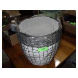 WIRE & WICKER BASKET W/ CANVAS LINING