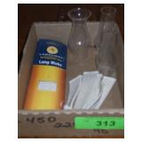 3 VTG MINIATURE OIL LAMP SHADES, OIL LAMP WICKS