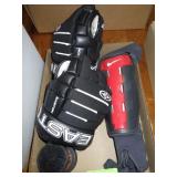 EASTON HOCKEY GLOVES (13"), NIKE SHIN GUARDS, >>>>