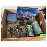 ASST. CHRISTMAS TINS, B.O. LIGHTS