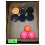 HOCKEY PUCKS, BALLS