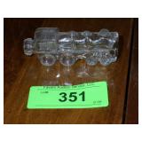 VINTAGE LOCOMOTIVE TRAIN GLASS CANDY CONTAINER