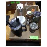 VINTAGE PITCHER, ASST. MUGS & WATER BOTTLES, >>>>