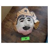 VINTAGE GUAZE HALLOWEEN MASK W/ TAPE REPAIRS (SEE>