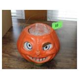 VINTAGE PAPER MACHE HALLOWEEN PUMPKIN CANDY PAIL>>