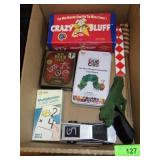 ASST. GAMES (COMPLETE?), FLASH CARDS, PLAY GUN>>>