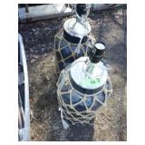 PR. OF GLASS LAMPS W/ ROPE