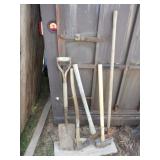 PICK AXE, SLEDGE HAMMER, SHOVEL, EDGER, ETC  (5)