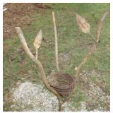 METAL BIRD NEST YARD ART STAKE (44")