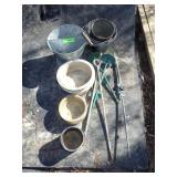 DOG TIE OUTS, DOG BOWLS, METAL PAILS, ETC
