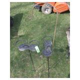 METAL PLANT HANGER & 2 YARD STAKE DRINK HOLDERS