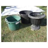 2 PLASTIC BUCKETS, LARGE PLASTIC PLANTER