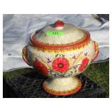 HAND PAINTED PEDESTAL BOWL 13 x 12