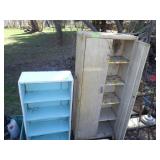 VINTAGE METAL CABINET, HANDMADE WOODEN SHELF>>>