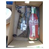 METAL COKE SIGN, DOOR BLLS, IRON BRACKET, ETC