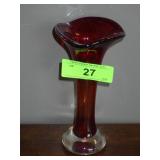 VINTAGE MURANO GLASS ? TRUMPET VASE 7"