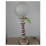 VINTAGE HAND PAINTED METAL LAMP 21" TO SHADE TOP