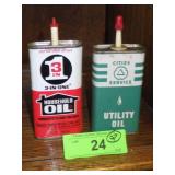 VINTAGE CITIES SERVICES OIL CAN & 3 IN 1 OIL CAN