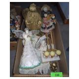 ASST. ANGEL FIGURINES, CROCHETED TREE TOPPER, >>>>