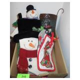 ASST. CHRISTMAS STOCKINGS, PLUSH SNOWMAN, HOT PADS