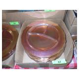 6 VINTAGE NORMANDIE CARNIVAL GLASS DIVIDED PLATES