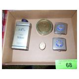 VINTAGE CARA NOME & DJER KISS COMPACTS, CAMEO PIN>