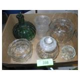 COVERED CANDY DISH, PUMPKIN JARS, VASES