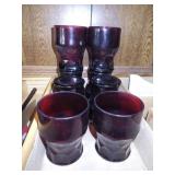 VINTAGE RUBY GLASS JUICE GLASSS / TUMBLERS