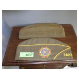 VTG WOOL MILITARY HAT (MOTH HOLES) & WOOL VFW HAT