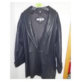 PRESWICK & MOORE BLUE LEATHER COAT - LARGE