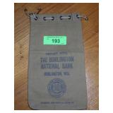 VINTAGE BURLINGTON WIS NATIONAL BANK BAG