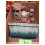 ASST. STEINS, CERAMIC PLANTER
