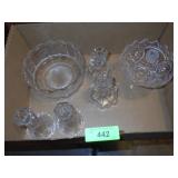 FOSTORIA LIBERTY BELL CANDLSTICK HOLDERS & BOWL,>>