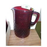 VINTAGE ROYAL RUBY HOBNAIL PITCHER 8" TALL