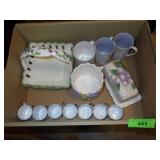 CERAMIC BASKET, PLANTER, BUTTER DISH (CHIP ON >>>>