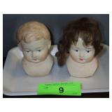 2 VINTAGE PAPER MACHE DOLL HEADS (GERMANY)