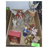 ANGEL FIGURINES, STAINED GLASS CANDLE HOLDER, >>>>
