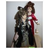 2 COLLECTIBLE PORCELAIN DOLLS  W/ STANDS 20" & 22"