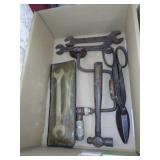 VINTAGE HAND DRILL, WARDMASTR WRENCHES, TIN SNIPS>