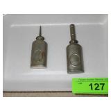 2 VINTAGE THUMB PRESS OIL CANS
