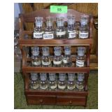 VINTAGE SPICE RACK W/ JARS