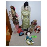 VINTAGE ORIENTAL DOLLS (1 W/ LOOSE HEAD)