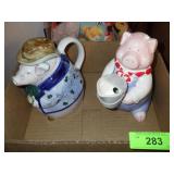 2 CERAMIC PIG CREAMERS (1 RUSS)