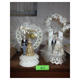 2 VINTAGE WEDDING CAKE TOPPERS