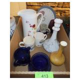 COBALT BLUE PLANTERS, VTG HAEGER BUD VASE, FLORAL>