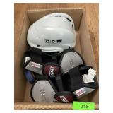 CCM HOCKEY ELBOW PADS & HELMET